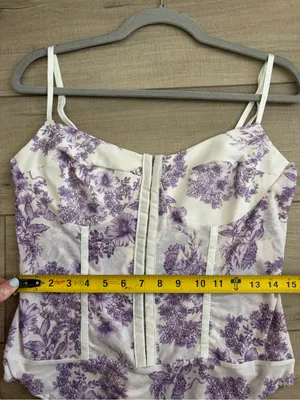 Free People Intimately Night Rhythm Sleeveless Corset Bodysuit Purple Ivory XL thumbnail 11