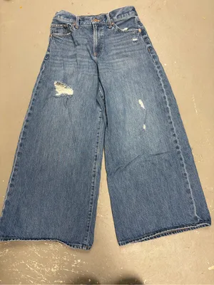 Express Distressed High Rise Wide Leg Crop Jeans Womens 2 Regular thumbnail 1