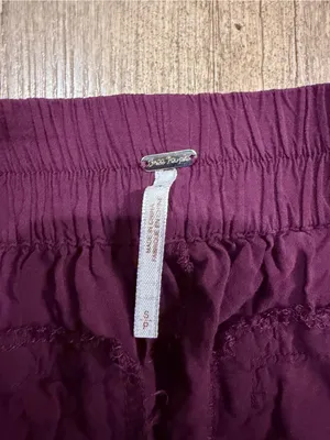 Free People women’s Tapered Chinos in Burgundy Small thumbnail 3