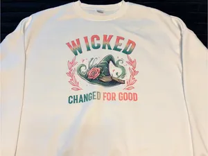 Wicked Changed For Good Graphic Sweatshirt - White with Pink & Green Print thumbnail 1