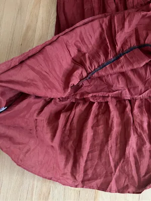 New Garnet Hill Linen Puff Sleeve Midi Dress Marsala tiered burgundy XL thumbnail 8