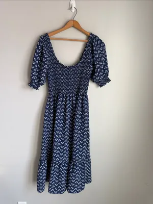House Hill House Louisa Nap Dress in Posy Navy Crepe Small thumbnail 2