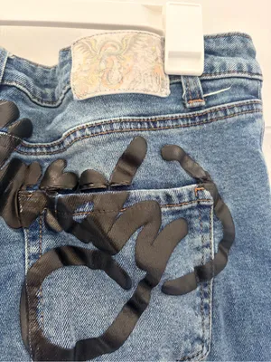 Ed Hardy Blue Graphic Embroidered Bootcut Jeans thumbnail 8
