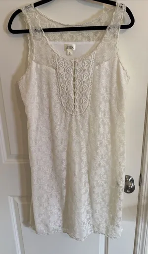 Bila White Floral Crochet Mini Dress Sz XL Graduation Rehearsal Dinner Boho thumbnail 1
