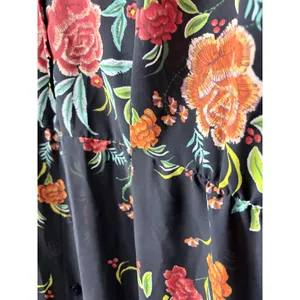Zara Black Floral Print Boho Crossover Midi Dress Wrap Style Size XS thumbnail 8