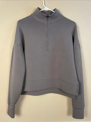 Calia Women's Gray Scuba Half-Zip Athleisure Hi-Low Mock Neck Sweatshirt thumbnail 1