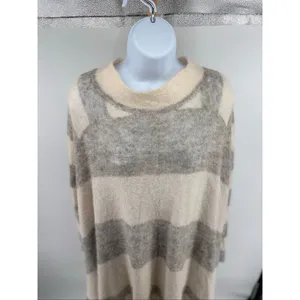 FREE PEOPLE Women's White Grey Striped Alpaca Blend Poncho Size XS/Small thumbnail 6