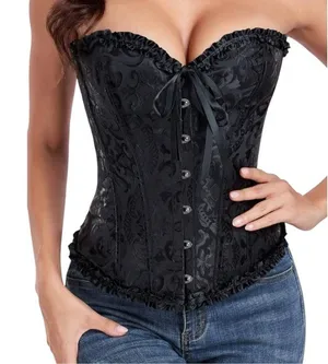 Women's Black Lace-Up Tight Body Shaper Corset thumbnail 1