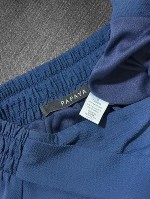 Papaya Navy Blue High Waist Wide Leg Tie Waist Pants thumbnail 4