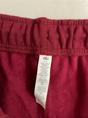 ALO Yoga NWT Accolade Shorts Summer Romance Red Fleece Drawstring Shorts Size L thumbnail 6