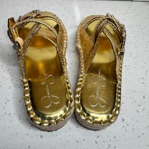 Jessica‎ Simpson Chandria Gold Metallic Snake Rhinestone Espadrille Sandals 10 thumbnail 4