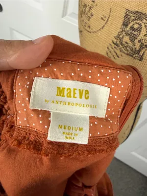 Anthropologie Maeve Size M Rust Orange Linen Blend Button Front Mini Dress thumbnail 10
