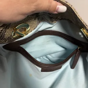 Cynthia Rowley Snakeskin Shoulder Bag Genuine Leather Gold‎ Hardware Mob wife thumbnail 13