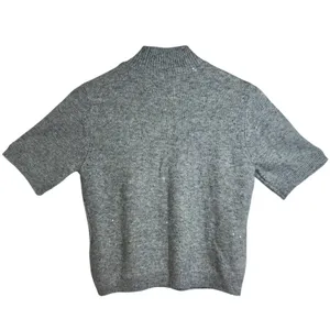 Abercrombie & Fitch Gray Wool Knit Cropped Short Sleeve Mock Neck Sweater Sz XS thumbnail 3