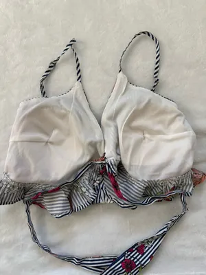 TRAC Floral Stripe Two Piece Set Ruffle Shorts & Tie Front Crop Top S thumbnail 6