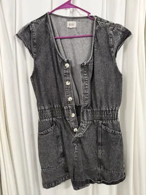 Bibi Black Denim Romper Size L thumbnail 1