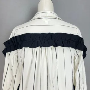 BP Ruffle Shirt Striped Button Down Juniors Size XXS White Black Avant Garde Top thumbnail 5