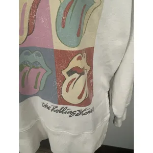 The Rolling Stones Pop‎ Art Tongue Graphic Sweatshirt Off White XS Oversized thumbnail 5