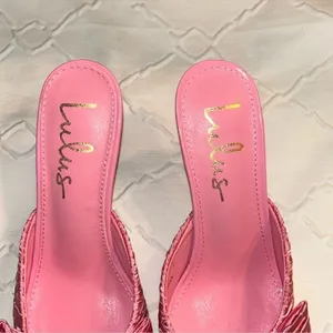 Lulus Rose Pink Satin Textured Bow High Heel Mules(Size 6) thumbnail 6