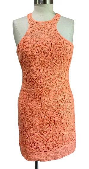 Lilly Pulitzer Neon Orange Crochet‎ Lace Jaimie Shift Sheath Dress Jamie Size S thumbnail 1