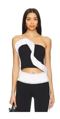 Free People Black and White Jagger Tube Top thumbnail 1