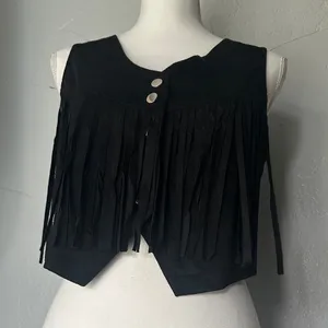 Elegant Black Fringe Sleeveless Top thumbnail 6