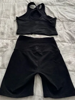 Beyond Yoga matching set of Black Racerback Sports Bra & bike shorts, sizes S XS thumbnail 15