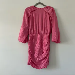 Veronica Beard Gracelynn Long Sleeve Cotton Silk Mini Dress Pink Sherbet 2 thumbnail 2