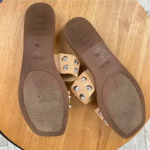 Nine West Brynli3 Studded Dual Strap Slide Sandals‎ Tan Silver 7 thumbnail 7