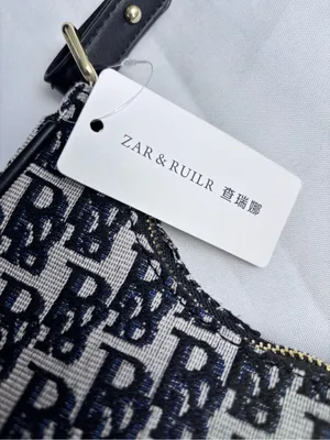ZAR & RUILR Monogram Shoulder Bag With Crossbody Strap NWT Canvas Black White thumbnail 5