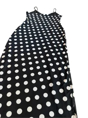 AFRM Black White Polka Dot Maxi Dress Side Slit V Neck Spotted Large Women's NWT thumbnail 10