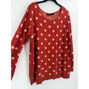 Vero Moda Dotty Sweater Womens M Spice Red Polka Dot Oversized Boatneck Retro thumbnail 4