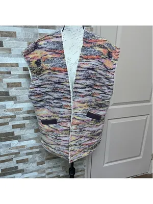 Free PEOPLE Layer Up Vest Wool and Sherpa Aztec print Reversible XS oversized thumbnail 6