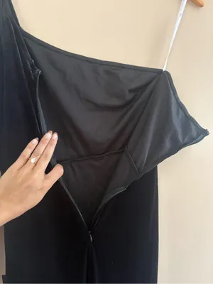 Lulus Lavish Style Black Velvet Mesh One-Shoulder Maxi Dress Size Medium Formal thumbnail 9