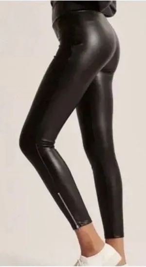 Abercrombie & Fitch Vegan Leather Leggings Size XL High Rise Zipper Ankle Black thumbnail 1