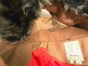 {6} Anthropologie Elevenses Removable Faux Fur Toggle Peacoat In Camel thumbnail 14