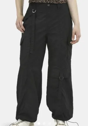 No Boundaries Black Nylon Windbreaker Cargo Parachute Pants Size XS thumbnail 1