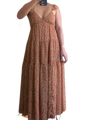 Madewell Georgette Ruffle-Sleeve Tiered Midi Dress In Daisy Meadow Size 8 thumbnail 6