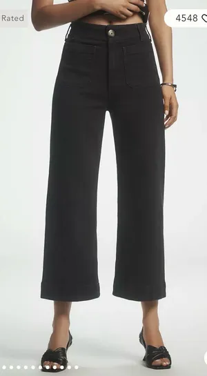 Pilcro Anthropologie Colette High-Rise Wide-Leg Cropped Jeans size 27 EUC black thumbnail 1