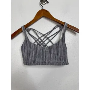 Lululemon Free To Be Wild Sports Bra Size 4‎ Grey White Strappy Yoga Gym Bra thumbnail 3