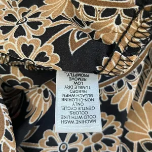 Cato Women Tunic Top 14/16 Tan Black Floral Dramatic Hem Boho Artsy‎ Whimsygoth thumbnail 9