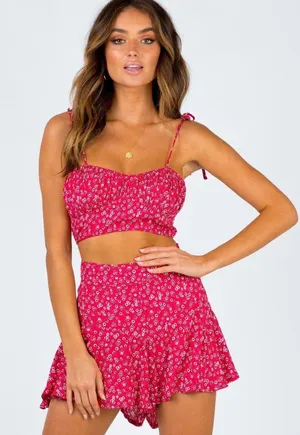 Princess Polly Carly Set in Red thumbnail 1