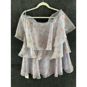 Abercrombie & Fitch Floral Tiered Mini Dress Strapless Pastel Summer XL Tall New thumbnail 6