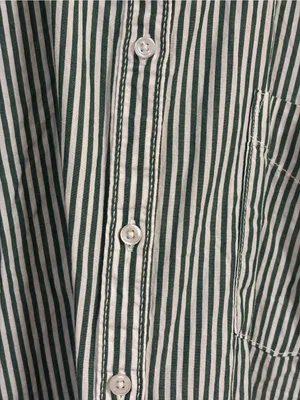 MAEVE 100% Cotton Bennet Stripe Buttondown Shirt in green and white thumbnail 8
