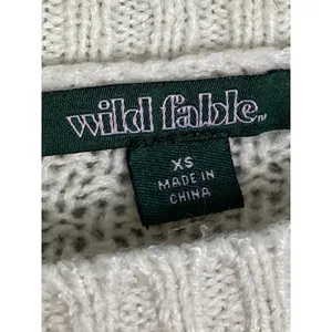 Wild Fable‎ Cream Cable Knit Cropped Sweater Embroidered Floral Cottagecore XS thumbnail 4