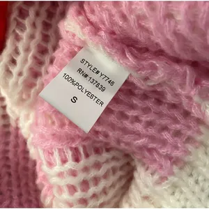 NWT Luna Ivy Size S Pink Cream Check Heart Chunky Knit Long Sleeve Crew Sweater thumbnail 11