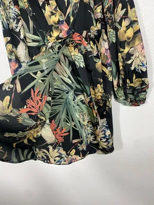 Miss Avenue Black Floral Long Sleeve Midi Shirt Dress Size M thumbnail 5