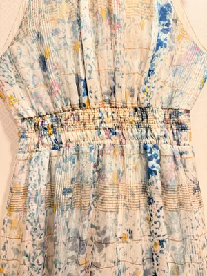 Anthropologie Somerset Halter Maxi Dress Smocked Waist Blue Floral Size Small thumbnail 9