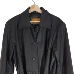 Vintage Monte Carlo Y2k 90s Leather Jacket in Black Size Large thumbnail 4