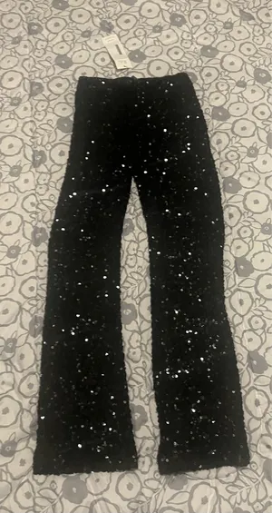 Forever 21 Black Sequin Pants Woman’s Size Small NWOT Party Wedding thumbnail 2